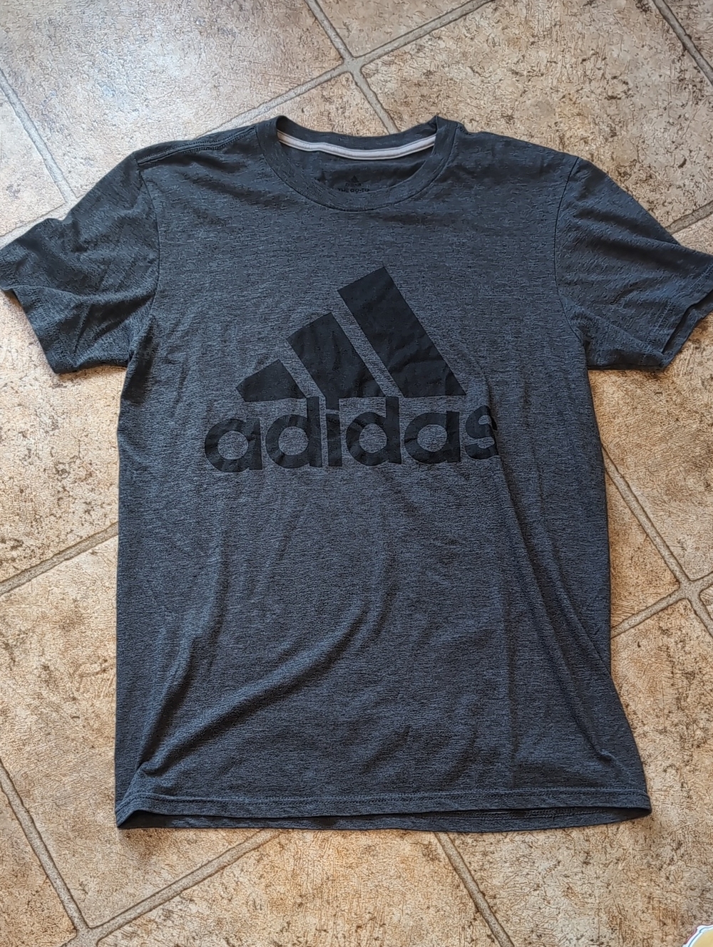 adidas Men's Heather Charcoal Short Sleeve Logo Tee